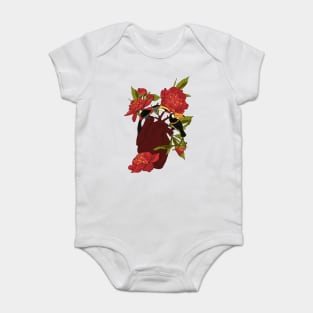 heart with flowers, leaves and birds Baby Bodysuit